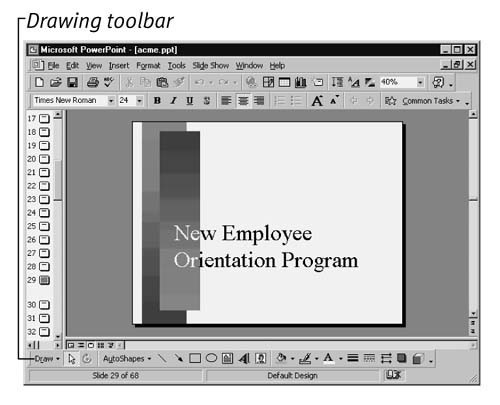 The Drawing toolbar appears near the bottom of the PowerPoint window.