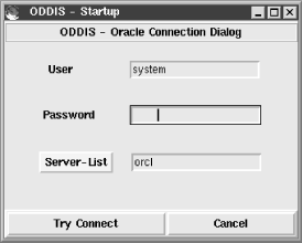 The initial Oddis login screen