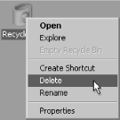 Adding the Delete option to the Recycle Bin’s context menu