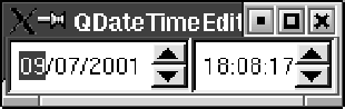 A date/time edit field in Windows and Motif style (both look the same except for the highlighting color)