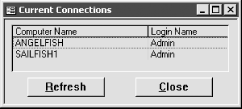 frmCurrentConnections shows which users are logged in
