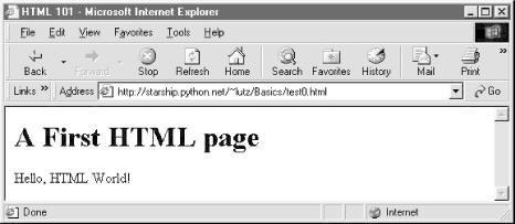 A simple web page from an HTML file