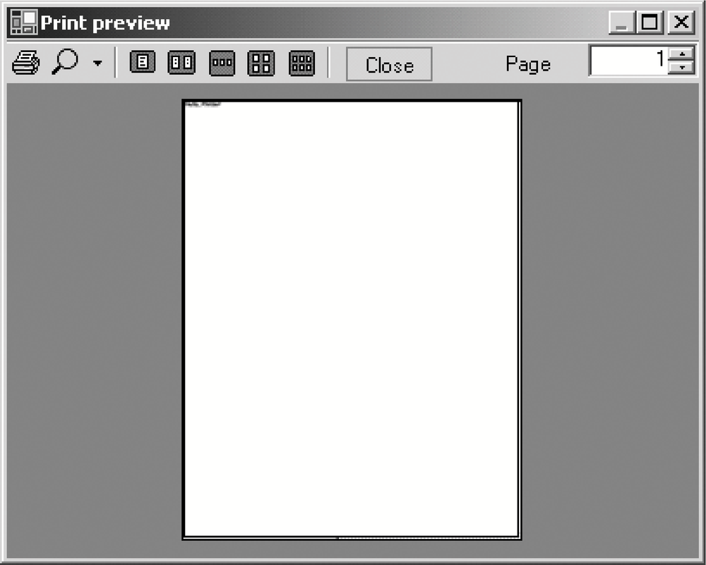 Hello, Printer! in a print preview window