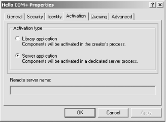 Application Activation tab