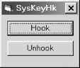 Screenshot of system-wide keyboard hook application