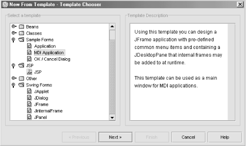 Forte: “New From Template” dialog