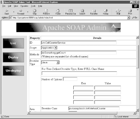 Deploying a service with SOAP