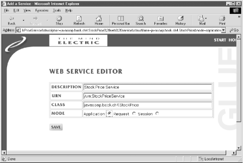 Specifying details with the web service editor