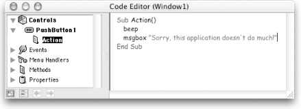 Entering code in the Code Editor