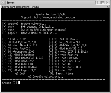 Main screen of ApacheToolbox install