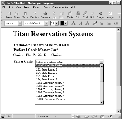 HTML interface to the Titan reservation system