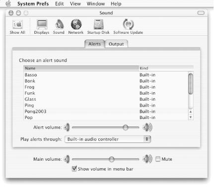 Sliders and a scroller in the System Preferences application