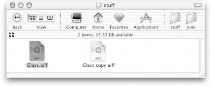 Glass.aiff and a duplicate copy of it in the stuff folder