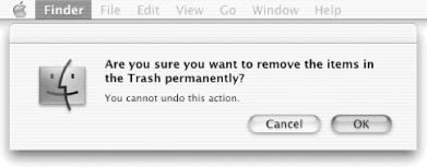 The Finder wants to know if you really want to dump your trash