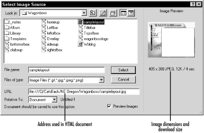 The Select Image Source dialog box