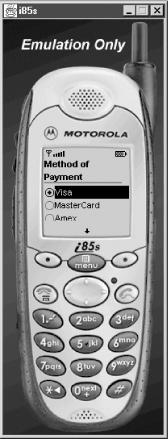 PaymentMIDlet on the Motorola i85s