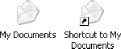 A standard shortcut icon is distinguishable from other icons by the little curved arrow