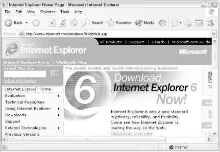 Internet Explorer 6.0 is the default web browser in Windows XP