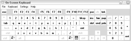 The On-Screen Keyboard lets you type by pointing and clicking