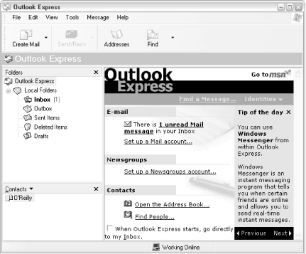 Outlook Express is the rudimentary email application that comes with Windows