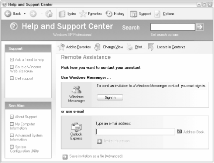 Use Remote Assistance to invite another person to connect to your computer with Remote Desktop Sharing