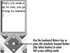 Using the emulator’s full-screen editor to enter text into a TextBox