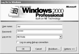 The Windows 2000 logon window
