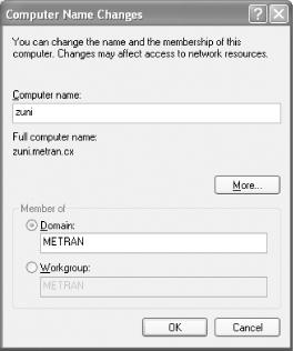 The Computer Name Changes dialog