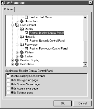 The Properties dialog of System Policy Editor