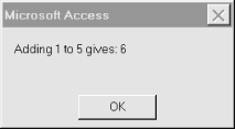 The message dialog box displayed by Example 11-1