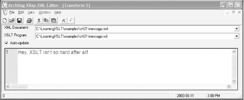 Result of transforming message.xml with message.xsl in xRay2