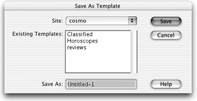 The Save as Template dialog box lets you save your template into any of the local site folders you’ve defined within Dreamweaver. Stick to your current local site to avoid broken links and related problems.