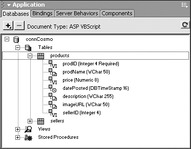 The Application panel group contains four panels for working with dynamic database-driven Web sites. The Databases panel is described on page 634. (The Components tab contains advanced features for use with Cold Fusion, JSP and ASP.NET Web sites. It doesn’t do anything in the ASP or PHP server models.)