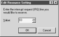 The Edit Resource Setting dialog allows you to specify the resource to be reserved