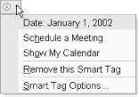 The smart tag actions menu