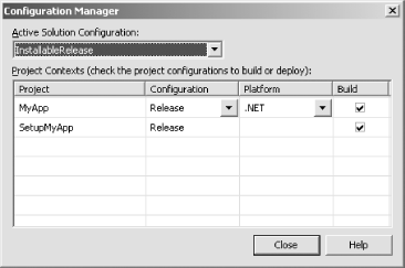 Including a setup project in a configuration