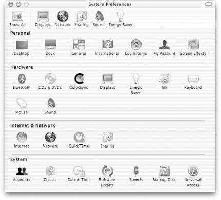 The System Preferences application