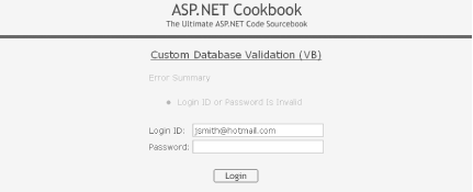 Form with database validation output—with error message
