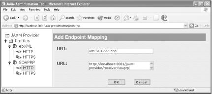 Configuring a URI-to-URL mapping
