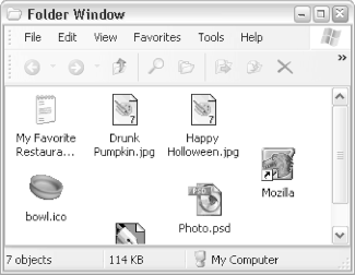 Windows are typically decorated with a title bar, title buttons, a menu bar, and a scrollable client area