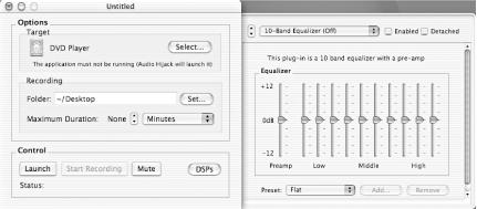 Audio Hijack interface with equalizer