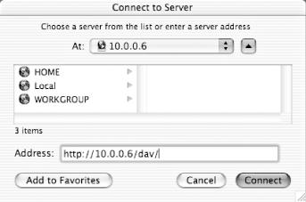 Connecting to a WebDAV server