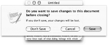 A TextEdit sheet asking if you want to save changes