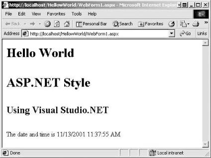Hello World in Visual Studio .NET
