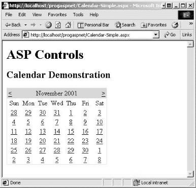A simple Calendar control