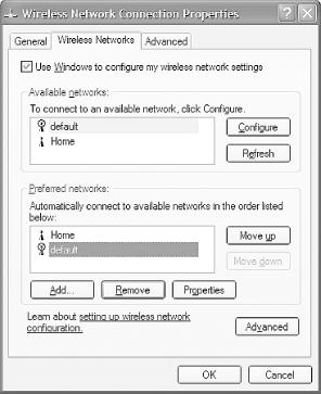 Configuring the default wireless network for 802.1X authentication