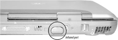 An infrared port at the back of a notebook computer