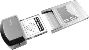 The PocketMap PMG-220 Compact Flash GPS receiver with a CompactFlash to PCMCIA sleeve