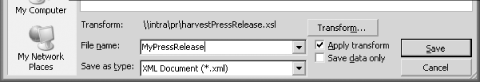 Saving the press release XML document
