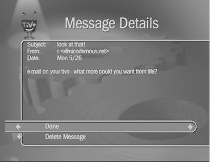 Personal email incorporated into TiVo’s message queue